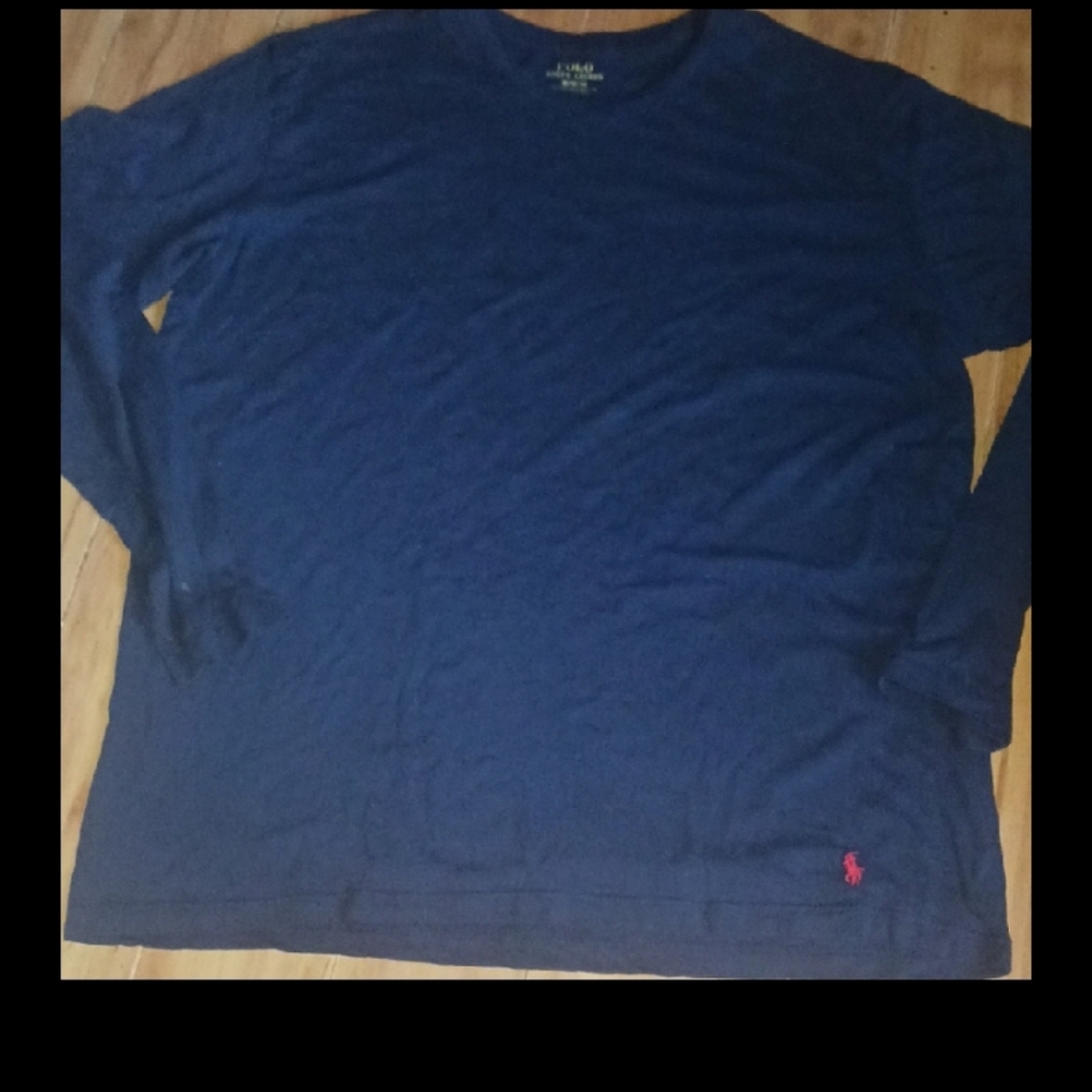 Polo by Ralph Lauren Navy Long Sleeve Shirt with Red Pony